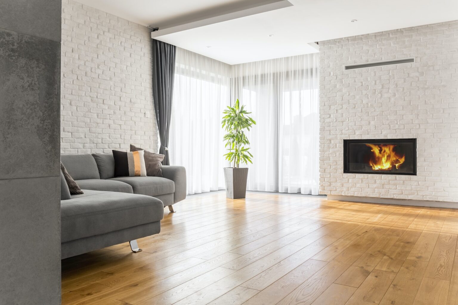 Living space fit-out with timber flooring and built-in joinery